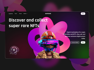 NFT Collectibles Platform - Dark Futuristic Web Design 3ddesign cryptocurrency darktheme design fintech landingpagedesign nft productdesign uidesign web3 webdesign