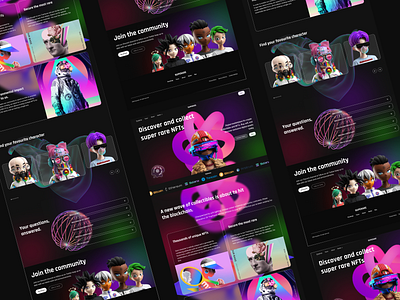 SuperRare NFT Marketplace Landing Page Exploration 3d 3ddesign blockchain crypto cryptocurrency darkmode darktheme fintech gradient landingpage landingpagedesign nft ui web3 webdesign