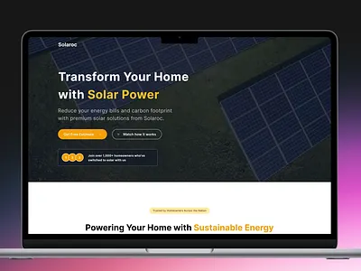 Solaroc, Solar power website design creativedesign dailyui design designinspiration designsystem dribbble figma illustration minimaldesign ui