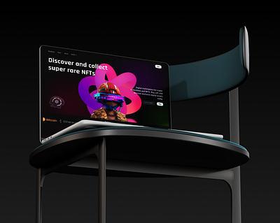 NFT Marketplace Landing Page Concept 3dart 3dillustration blockchain crypto darkmode design digitalart fintech gradient landingpage landingpagedesign nft productdesign ui uidesign web3 webdesign