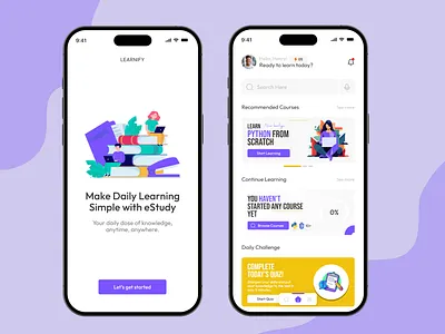 Study Learning App - Modern UI/UX Design figma figmadesign illustration mobileapp mobileappdesign ui uidesign uiuxdesign userexprience userinterface uxflow