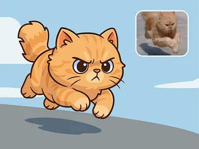 Fast Cat🐈💨 animal cartoon cat character cute face fanart fast funny icon illustration logo meme pet running speed