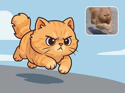 Fast Cat🐈💨 animal cartoon cat character cute face fanart fast funny icon illustration logo meme pet running speed