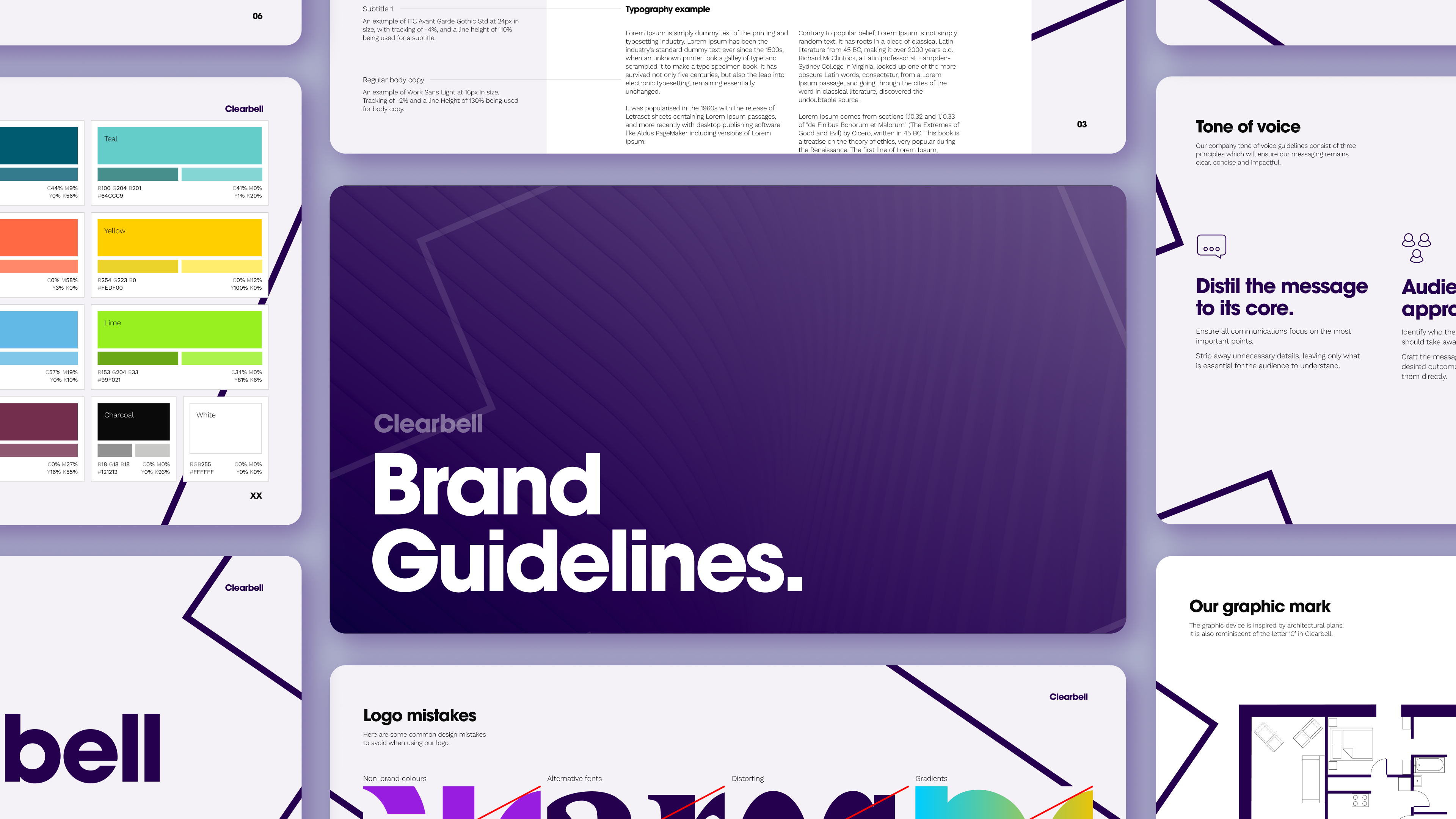 Clearbell Brand Guidelines brand guidelines branding clearbell graphic design layout design real estate typography ui