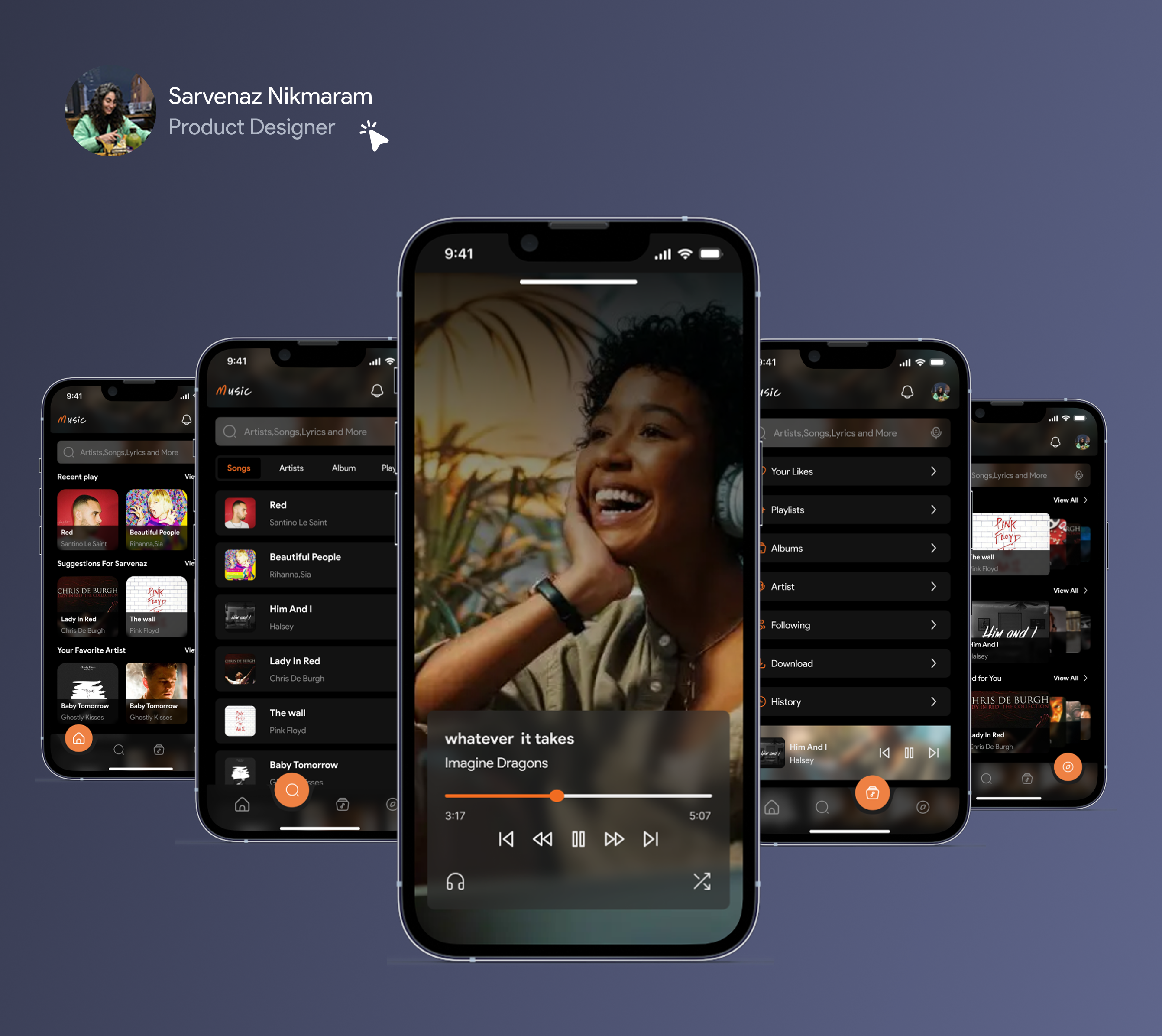 Minimal Music App — Smooth UX, Modern UI 🎧✨ designthinking mobileapp mobilepage music product desiger ui uiux userexperience ux design wireframe