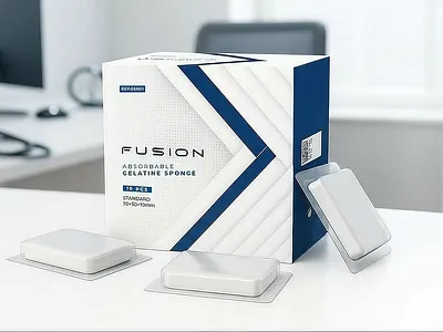 Innovative Packaging for Gelatine Sponge Medical Product branding design graphic designer identity design illustration label design mockup packaging design packaging designer structural design trustworthy medical design visual identity