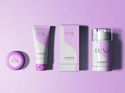 Luna Cosmetics Product Packaging & Label Design box design brand identity cosmetics cream graphic design label design packagedesign packaging packaging design print product packaging skin care tube typography