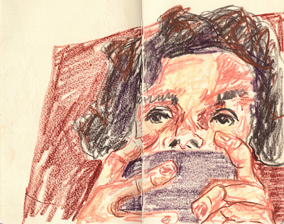 portrait occupé illustration oilpastel