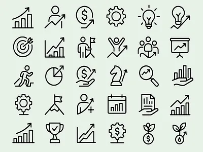 Business Growth and Strategy Icon Set business growth icon pack icon ser icons line art outline strategy
