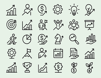 Business Growth and Strategy Icon Set business growth icon pack icon ser icons line art outline strategy