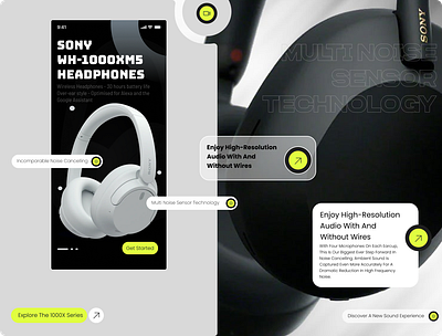 Sony WH-1000XM5 Headphones -Inspiration figma headphones inspiration landing page mobile app product design sony ui uiux user interface web web design