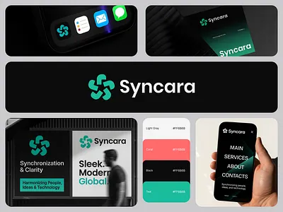 Syncara | Modern Tech Logo Brand Identity abstract logo app brand design brand identity branding icon logo design logo mark modern startup logo symbol tech logo