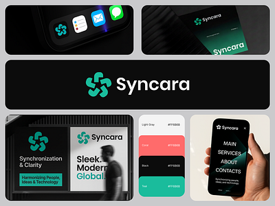 Syncara | Modern Tech Logo Brand Identity abstract logo app brand design brand identity branding icon logo design logo mark modern startup logo symbol tech logo
