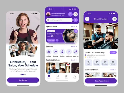 Salon Booking App appointment beauty app beauty care beauty salon hair salon mobile app salon salon app salon booking spa app ui
