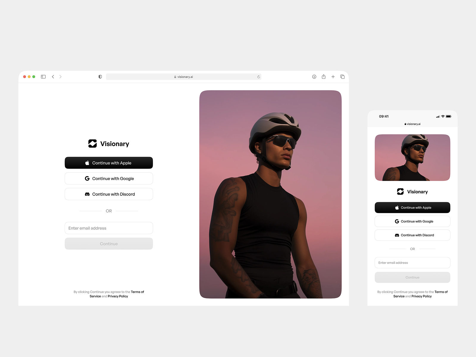 .Visionary Web ai ai platform authorization clean design cleandesign inspiration interface onboarding product design responsive design sign in signin ui video generation web web application web design