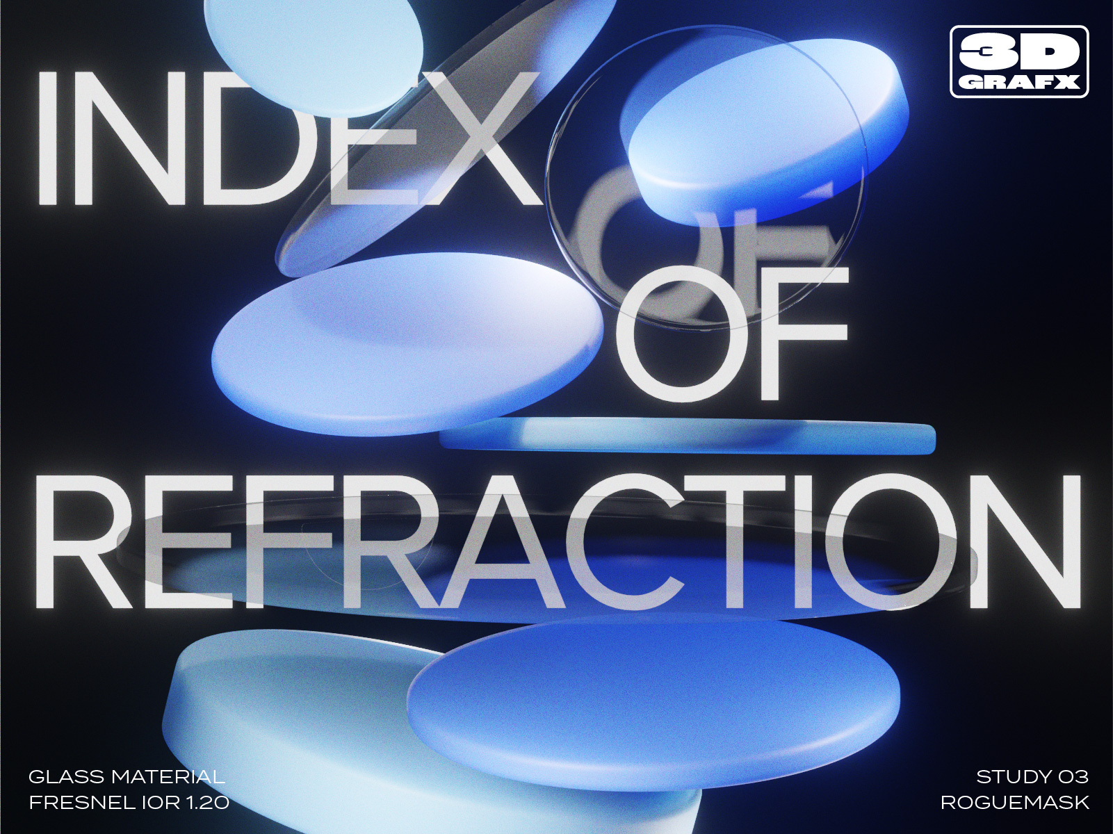 Study - Index of Refraction 3d art animated poster blender bloom c4d eevee glass shader ior minimalism motion design motion poster poster design refraction transmission