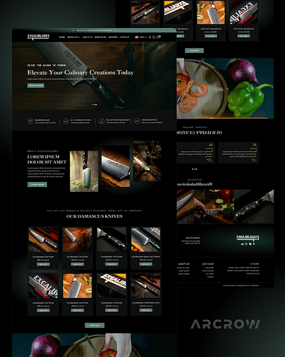 Ecommerce website for Knives arcrow design ecommerce shopify website