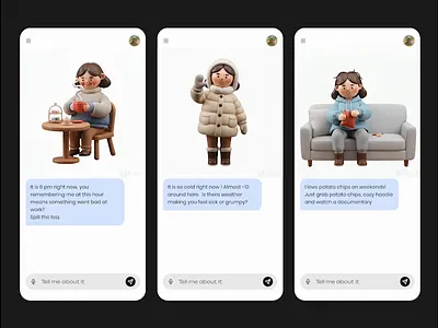AI Companion- Mental Health App 3d ai animation app design artificial intelligence chat chat bot figma mental heatlh mobile mobile app psychology ui uiux ux uxui