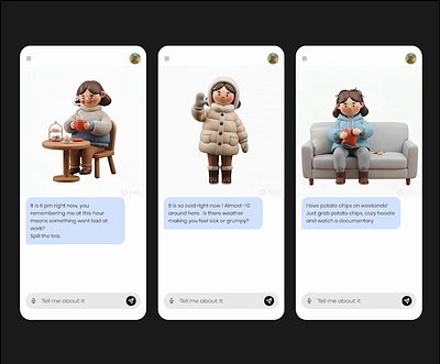AI Companion- Mental Health App 3d ai animation app design artificial intelligence chat chat bot figma mental heatlh mobile mobile app psychology ui uiux ux uxui