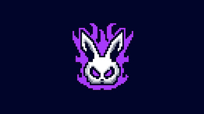 Rabbit branding design fire graphic design logo mascot minimal pixel art rabbit