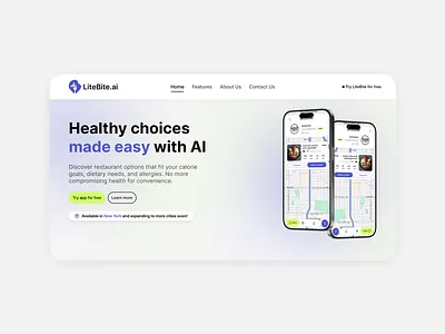hero section of a health website ui