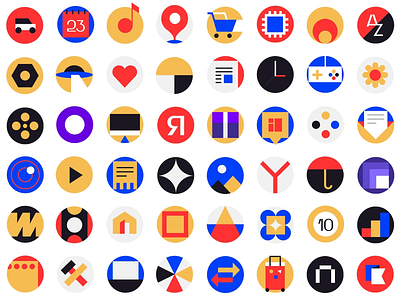 Playful Geometric Icon Illustrations abstract shapes artistic icons colorful icons creative artwork creative icons design elements digital art flat graphics flat illustration geometric illustration icon illustration illustration system minimal style modern flat playful graphics simple forms vector set vibrant visuals visual set