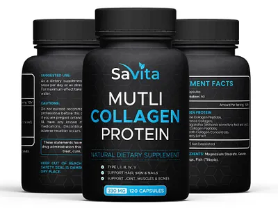 Multi Collagen Protein Supplement collagen protein collagen protrin collagen supplement dietary supplement graphic design label design multicollagen protein supplement label design