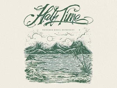 Half Time Album Cover albumcover beach branding cover coverart design digitalillustration handdrawn illustration landscape mountain music outdoor summer tropical vintage vintage design waves