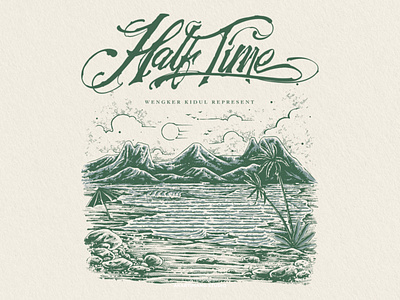 Half Time Album Cover albumcover beach branding cover coverart design digitalillustration handdrawn illustration landscape mountain music outdoor summer tropical vintage vintage design waves