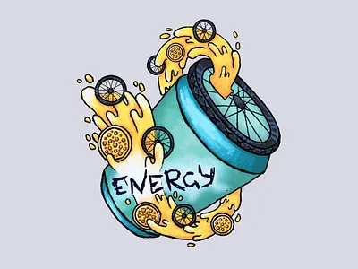 Let's drive! bycicle concept concept illustration graphic design illustration lemonad pizza sticker