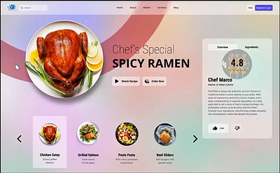 Food Delivery Website - Glassmorphism UI Animation animation clean figma food food app food delivery glass ui glassmorphism hero section interaction design landing page modern design restaurant ui ui animation ui design ux web design website