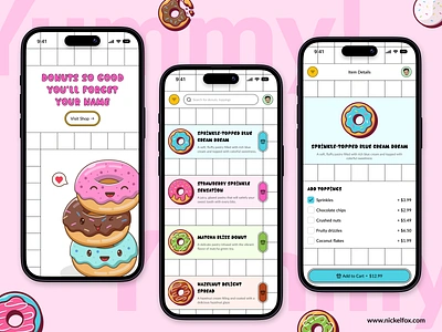 Donut Mobile Food iOS App app app design branding delivery delivery app donut doughnut eating food food app food delivery application food design food order food ordering app foodie ios mobile app mobile food app ui ux