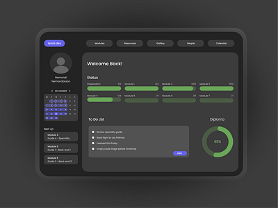 Desktop UI | Student Dashboard - Dark Mode