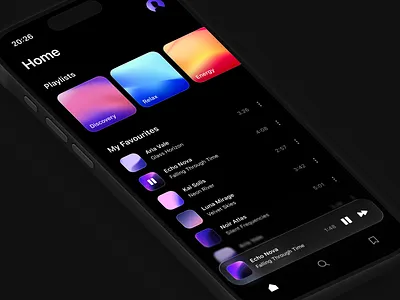 Liquid Glass – Music Player app design concept design dark mode glassmorphism gradients ios design liquid glass mobile app music player ui design