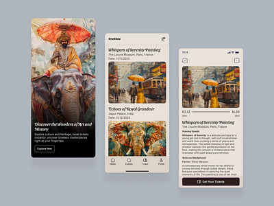 🎨ArteVista – Art & Culture Discovery App appdesign branding design illustration mobileappdesign mobileui modernui ui userexperience uxuidesign