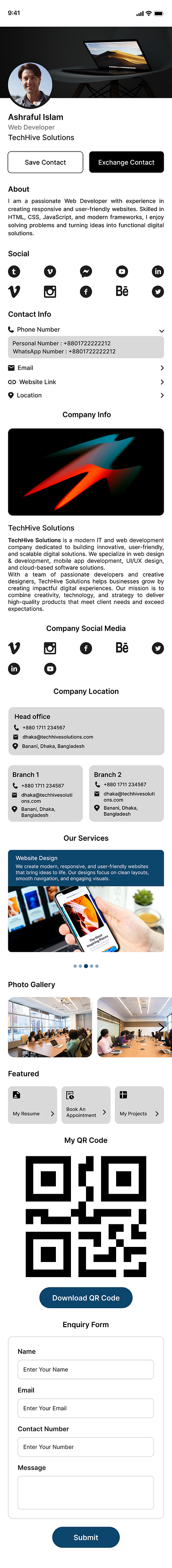 Smart NFC Digital Profile – Modern Business Card UI/UX Design mobileux