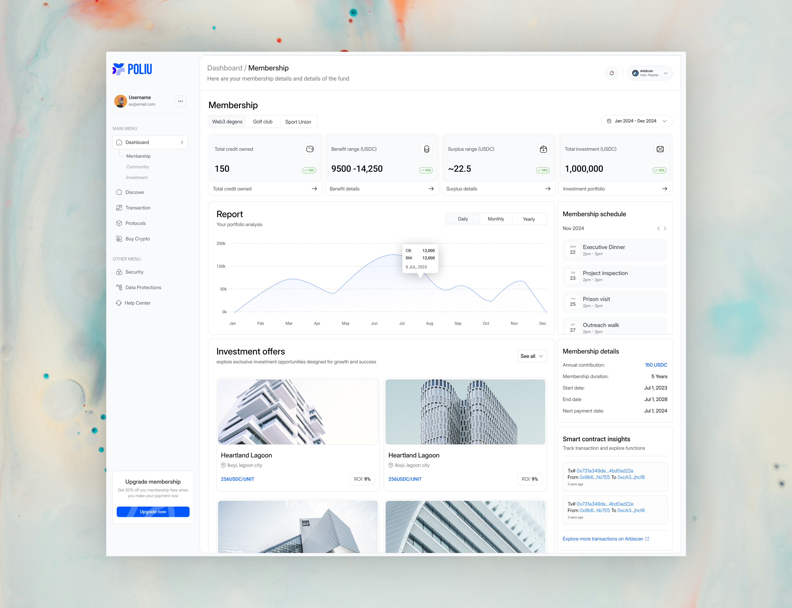 Web3 membership dashboard