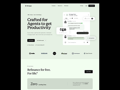 Mortgage - CRM Landing Page Design agency landing page landing page design loan website mortgage mortgage website product design sales crm sales dashboard sales lead social chat startup website startups top agency ui ui ux user experience ux web design website
