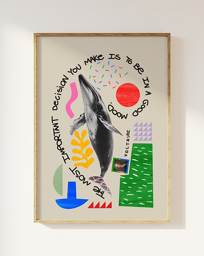 Good Mood Art colorful collage digital collage modern collage positivity simple collage voltaire whale collage whimsical art