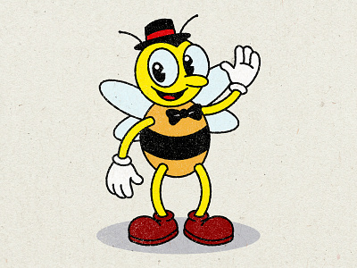 Bee - 1930s cartoon style branding cartoon character characterdesign classic style design hand draw illustration logo mascot max fleischer no ai rubber hose t shirt