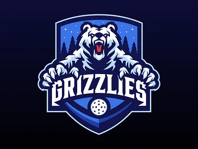 White Grizzly Bear mascot Logo bear bear logo blue bold branding design esport esportlogo gamer gaming grizzly grizzly logo illustration logo mascot pickleball roar white bear white grizzly