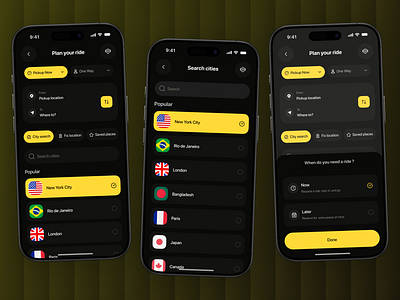 Ride Booking App – Modern UI/UX Design app design app redesign apps cab booking app car ride app car app dark mode ui minimal ui mobile app ride booking app taxi app uber app ui design ux design