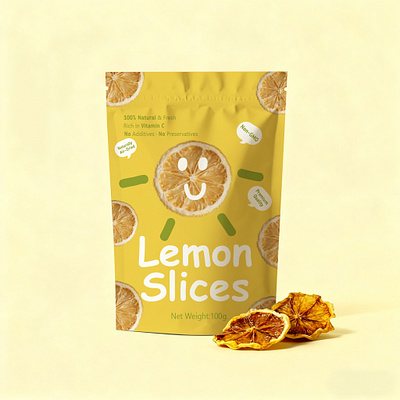 Lemon Slice Packaging Design consumer goods design illustration lemon slice natural food packaging design stand up pouch