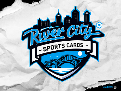 RIVER CITY SPORTS CARDS ( logo for clients) baseball basketball branding brandingdesign brandinglogo design gaming illustration logo logosports mascot sport sportscards sportscardslogo tournamentlogo
