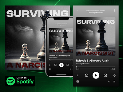 Surviving a Narcissist - Podcast Cover Design album cover design branding chess concept design cover art design graphic design illustration minimalist design podcast podcast branding podcast cover design podcast design psychological concept art self help podcast design spotify spotify podcast artwork