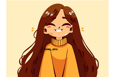 Cartoon Girl with Long Hair Smiling background beauty bright celebration cool culture day event fun gesture happy joy lifestyle portrait pose relax smile smiling stylish trendy