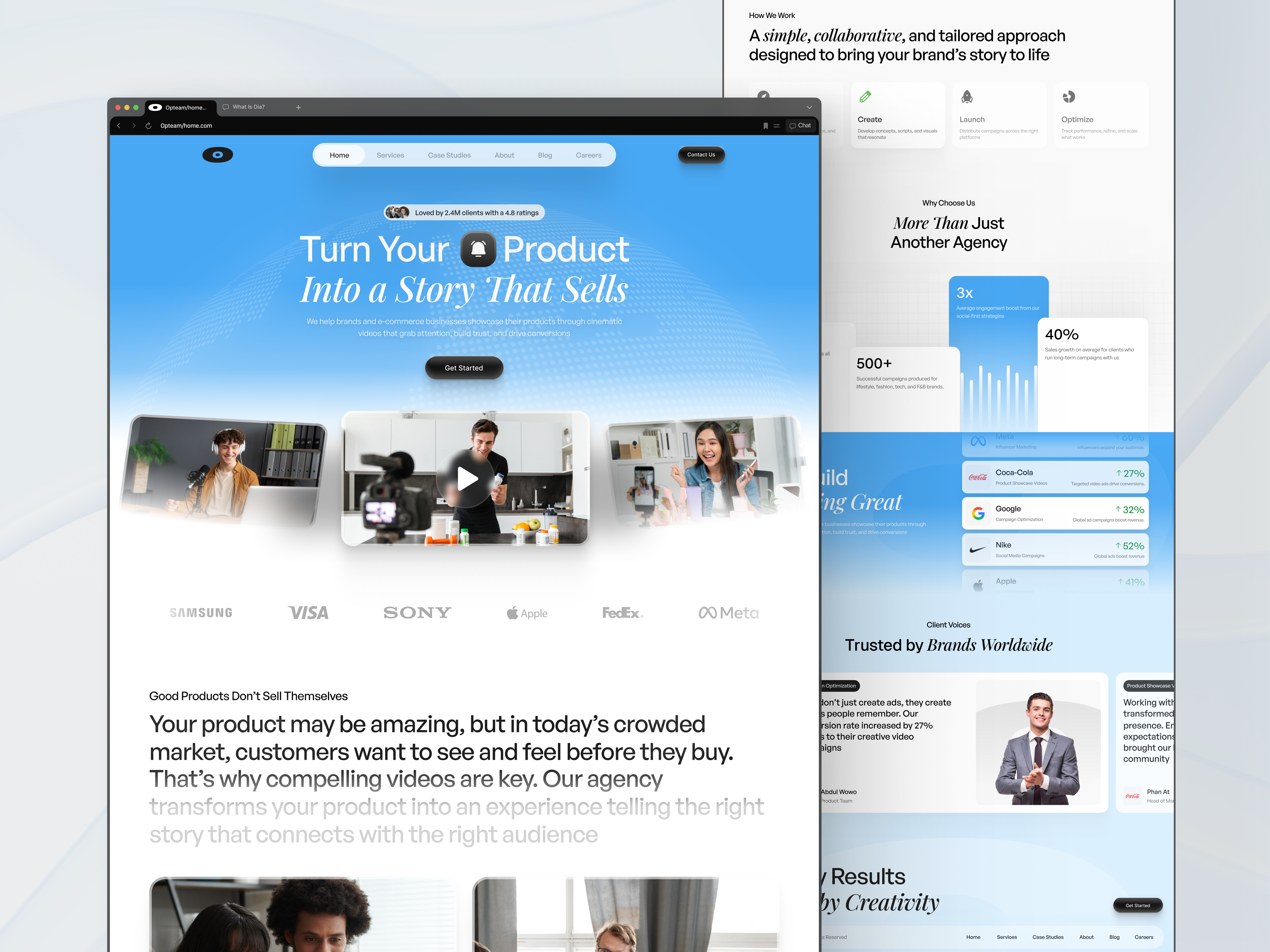 Opteam - Company Profile Landing Page agency blue web chart company company profile consultant cta digital marketing growth hero section landing landing page marketing modern web section stats testimonial web web design website