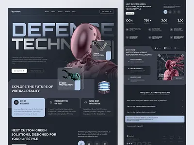 Cyber Security Website ai artificial intelligence cyber security design futuristic landing page robot security technology template ui ux website