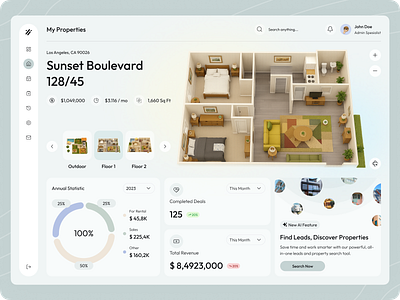 Propify - Real Estate Dashboard Web App 3d ai b2b crm dashboard estate illustration management product product design property proptech real estate real estate dashboard saas ui ux web web app web design