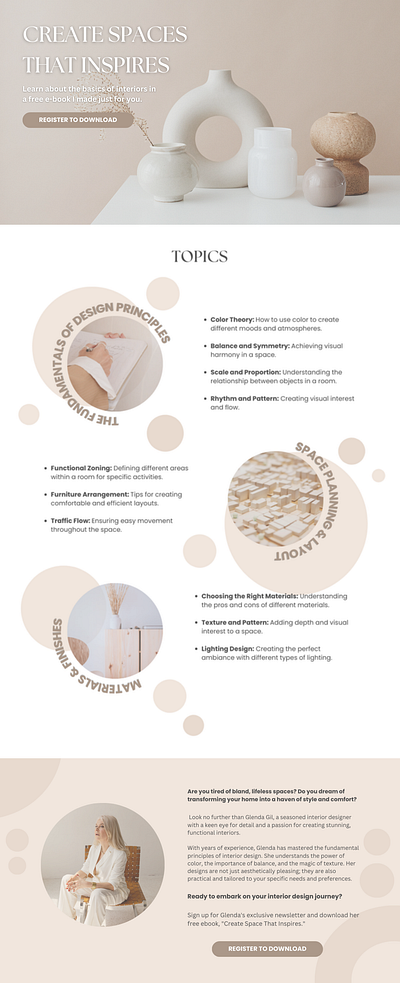 INTERIOR DESIGN LEAD GENERATION LANDING PAGE SAMPLE canva funnel funnel design graphic design landing page